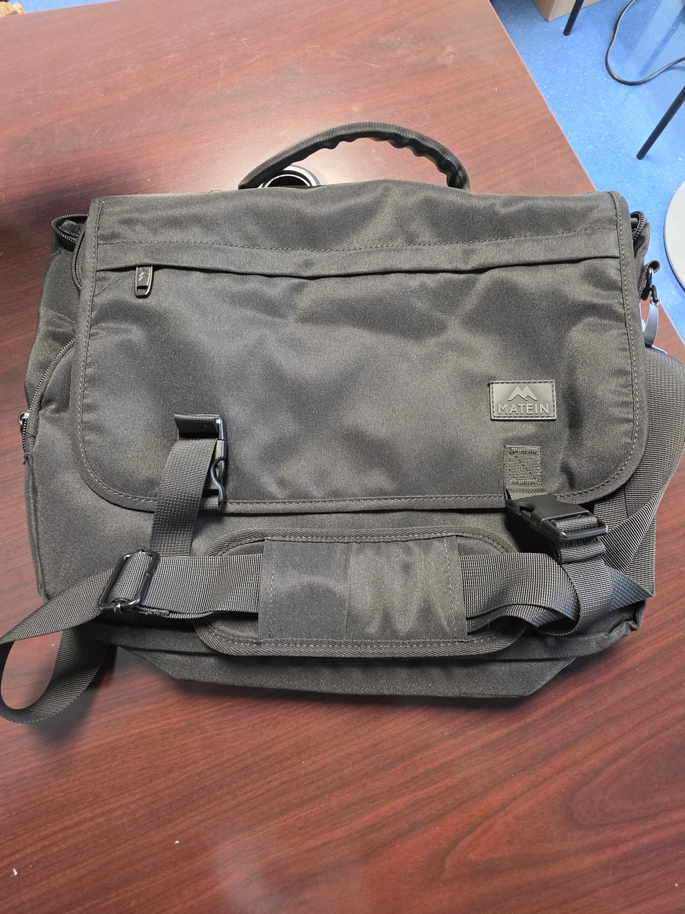 Matein Black Messenger Bag for Men - Laptop Commuter Briefcase